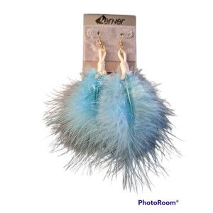 Lerner Women's Feather Earrings Blue New Without Tags Jewelry Knotted Ropes